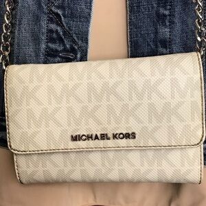 Michael Kors White Beige Grey  Crossbody Bag